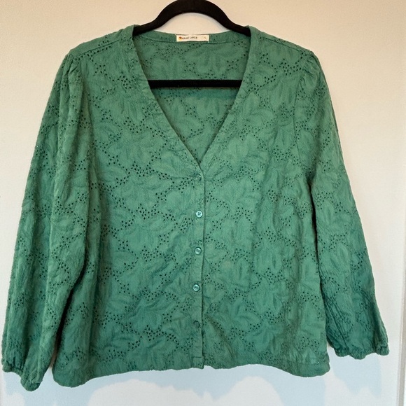 Marine Layer Tops - Marine Layer Green Lace V-Neck Blouse